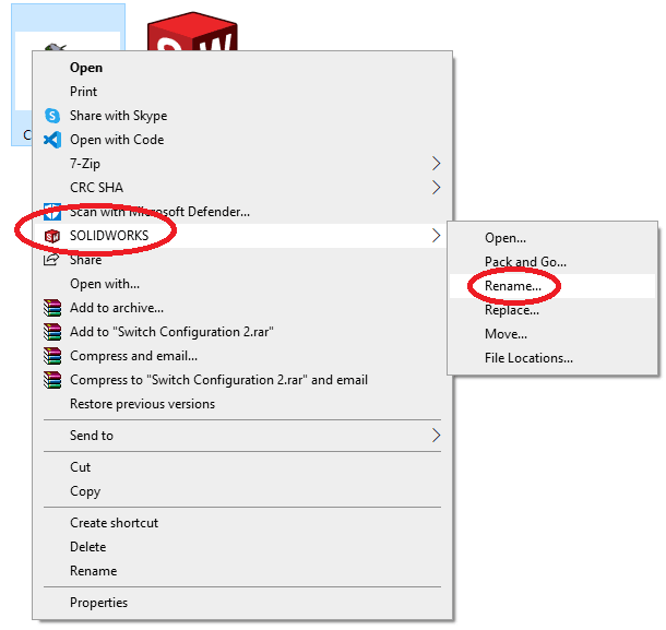 Renaming Solidworks file from Windows